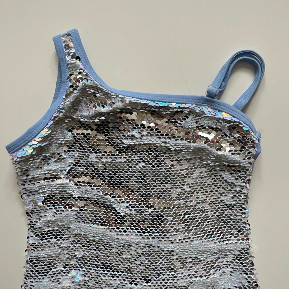 Shade Critters Girls One-piece One Shoulder Peri Flip Sequin Swimsuit - Size 3T - Picture 8 of 15